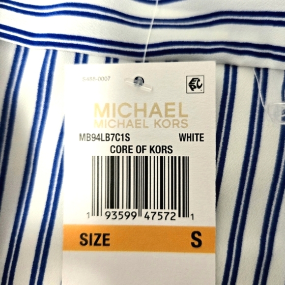 Michael Kors stripe, zip front top/shirt.  Blue and white. Size small. - Picture 14 of 16